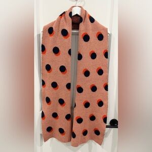 Verloop Polka Dot Knit Pouch Wool Mohair Scarf Orange Navy Blue